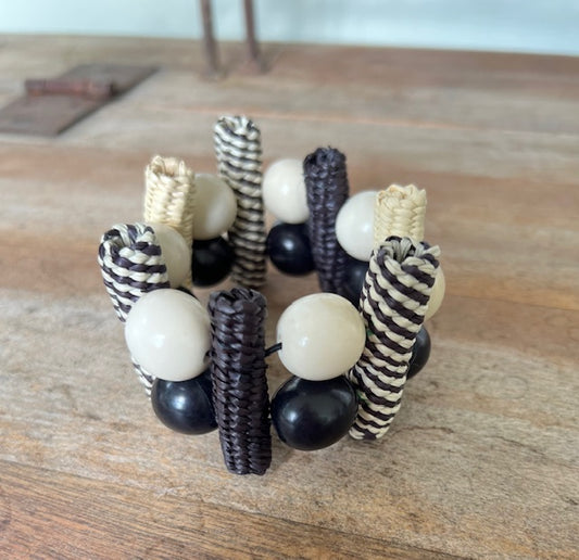 Tagua and Raffia Stretch Bracelet