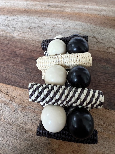 Tagua and Raffia Stretch Bracelet