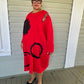 Zipper Shoulder Red Sweatshirt Dress