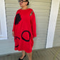 Zipper Shoulder Red Sweatshirt Dress