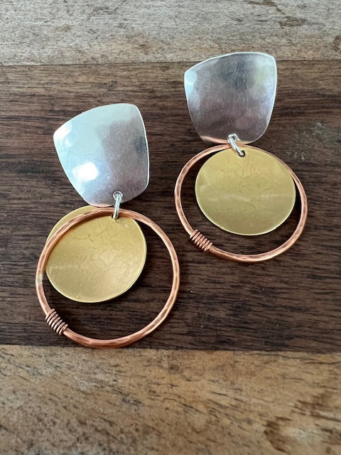 Squares And Circles Titanium,Brass,Copper (clips)