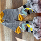Silk Blend Faux Fur Socks -Grey & Yellow