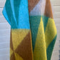 Cashmere Silk Blend Geometric Scarf or Wrap ( lime.turquoise.brown)￼