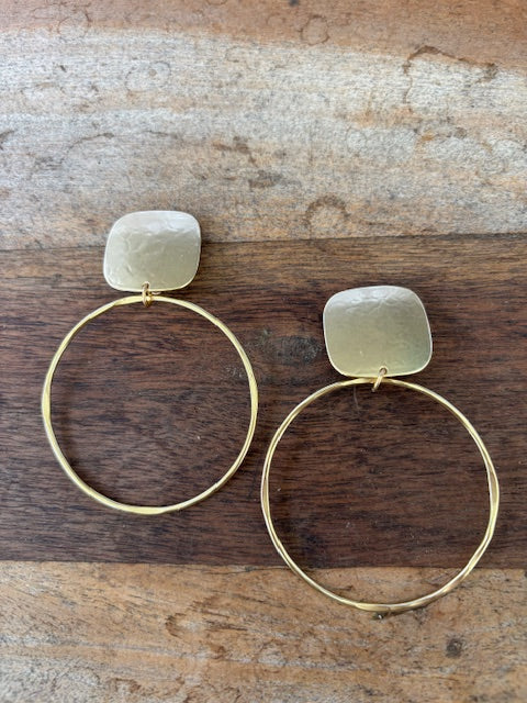 Big Brass Hoop Clip Earrings (3inches)