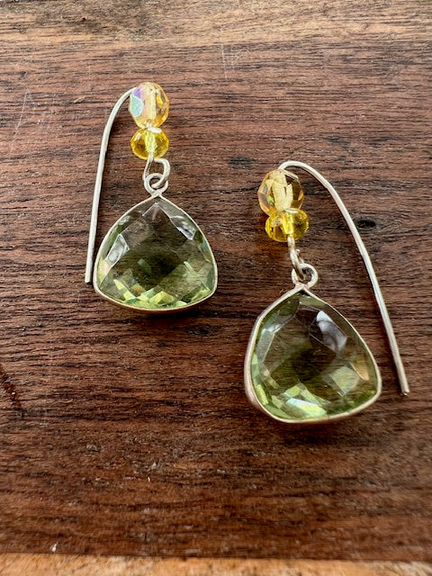 Peridot With  Citrine Crystals Earrings