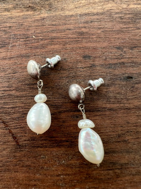 Pearl Sterling Silver Drops Earrings
