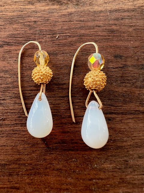 Nigerian 24k Gold Plate Balls With Wedding Glass Earrings