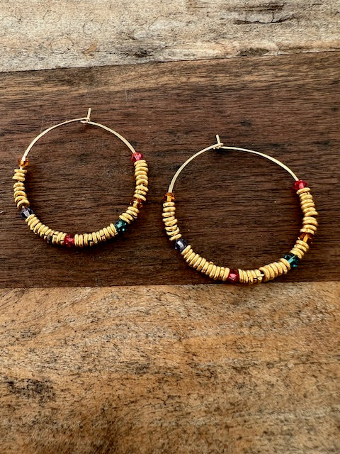 Kenya Gold Plate Beads With Crystals Earrings