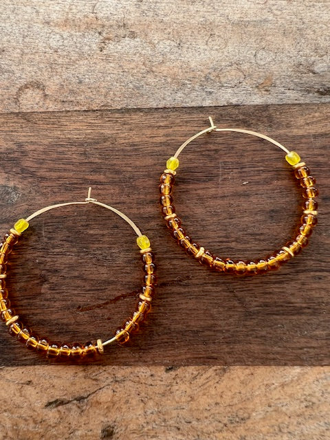 Hoops With Glass Bead Earrings