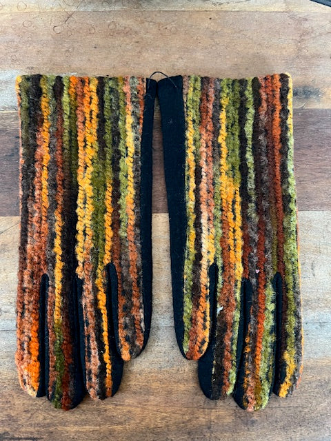 Chenille Gloves Orange ,Green