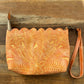 Leather Hand Tooled Wristlet Bag (Natural Peach)