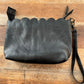 Leather Hand Tooled Wristlet Bag (black )