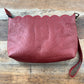 Leather Hand Tooled Wristlet Bag (red)