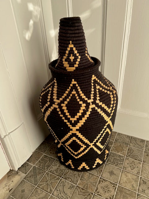Moroccan Hand Made Basket With Lid