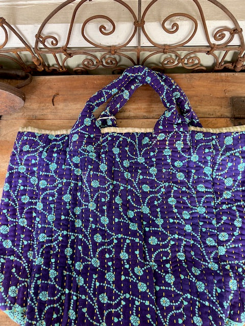 Kantha  Vagabond Bag( blue)