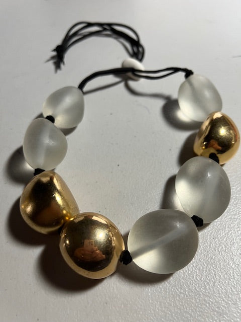 Eco Resin Clear Beads With Gold Plate