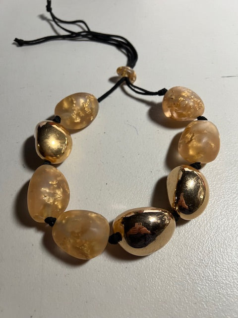 Eco Resin and Tagua Necklace Gold