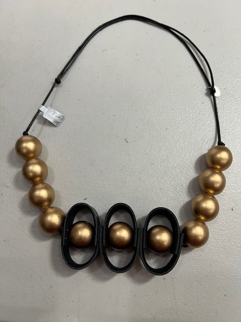 Loops Black & Gold Necklace