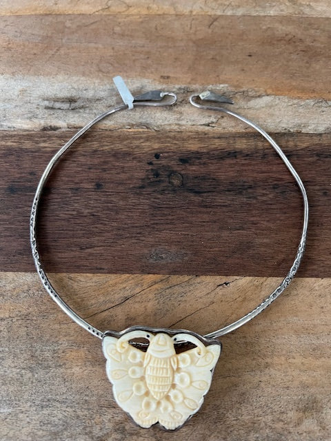 Butterfly Pendant on Silver Hand Made Choker