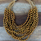 7 Strand Gold Pearls &Crystal Necklace