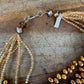 7 Strand Gold Pearls &Crystal Necklace