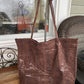 Coffee Leather Snake Skin Design tote