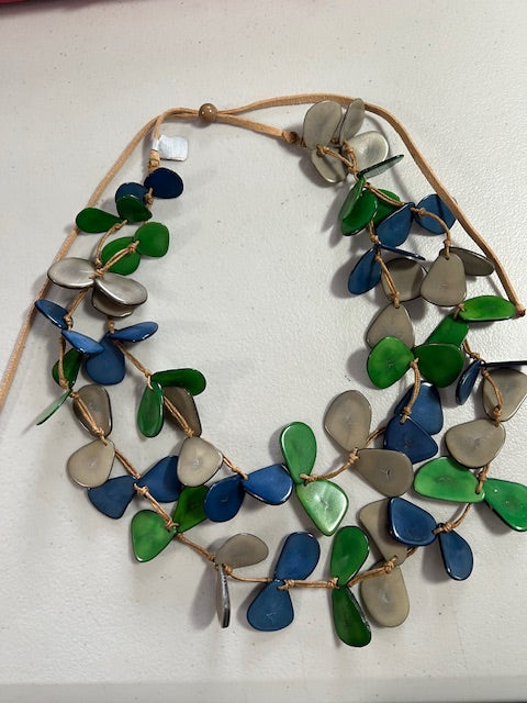 Two Strand Tagua Thin Slab Necklace