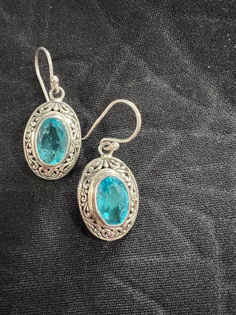 Blue Topaz With Sterling Silver Detail