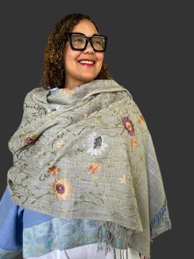 Embroidered Summer Weight Shawl