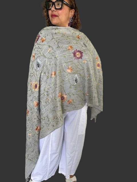 Embroidered Summer Weight Shawl