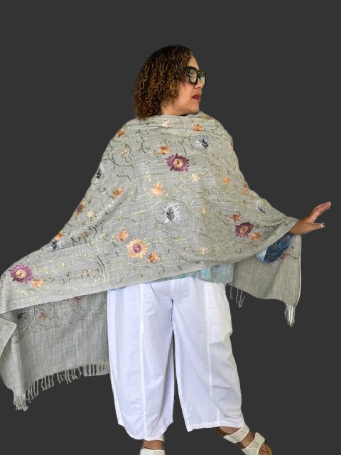 Embroidered Summer Weight Shawl
