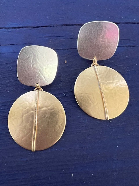 Silver And Brass Clip On Earrings