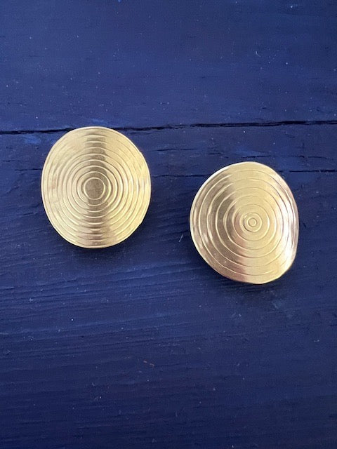 Gold Shields Clip On Earrings