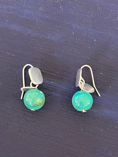 Titanium with Turquoise Bead French Wire Earrings