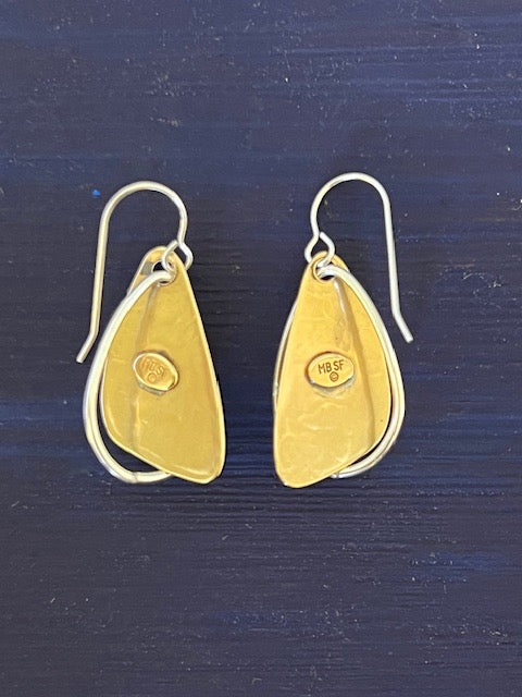 Stacked Brass and Titanium Cutout Earrings