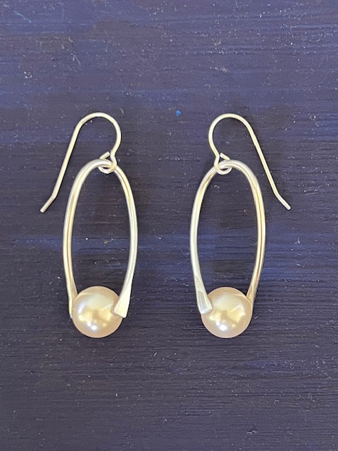 Titanium with Pearl French Wire Earrings