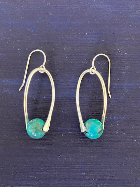 Titanium With Turquoise Bead French Wire Earrings
