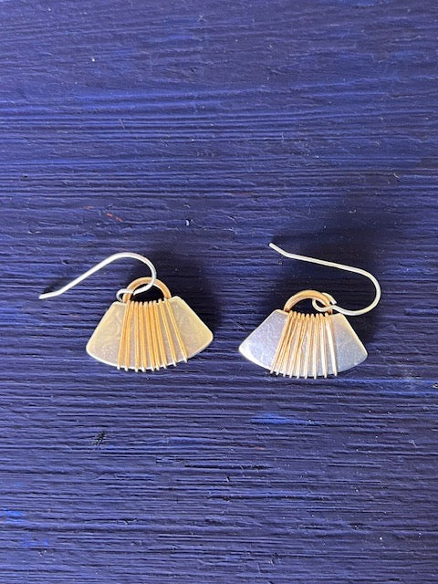 Trapezoid Titanium with Brass Wrap Around Earrings