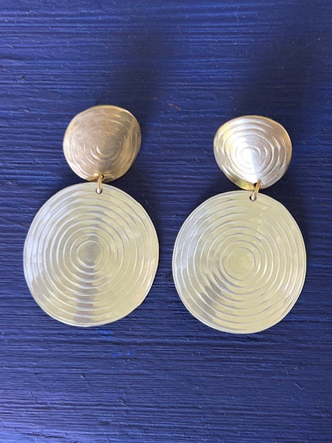 Titanium and Brass Double Disc Post Earrings