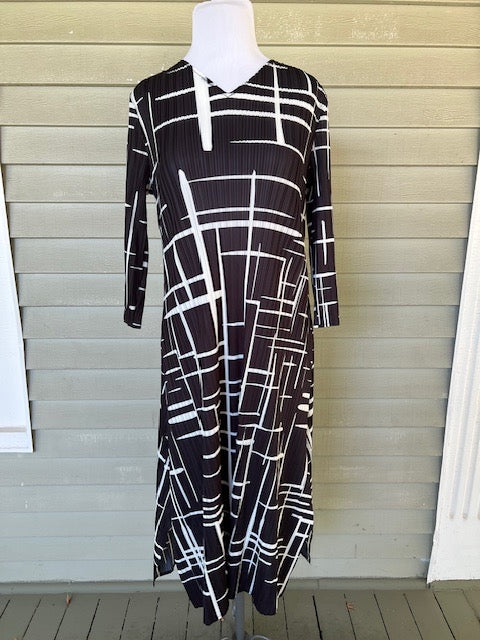 Black with White Lines Dress