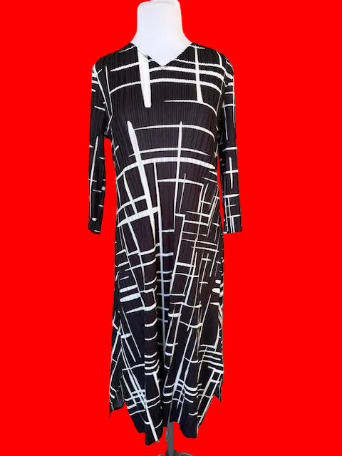 Black with White Lines Dress