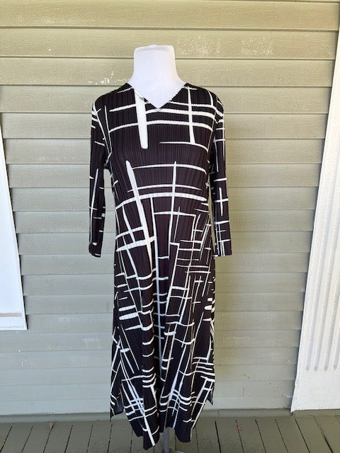 Black with White Lines Dress