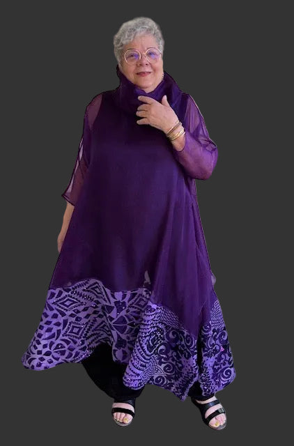 DTH Silk Organza Over Lay With Sequin Trim