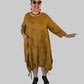 Linen 2 Pocket Dress With Soft Leaf Imprint