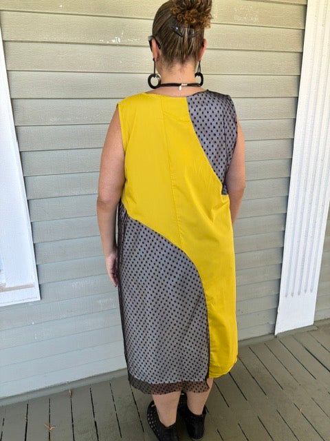 Yellow Net Insert  Dress