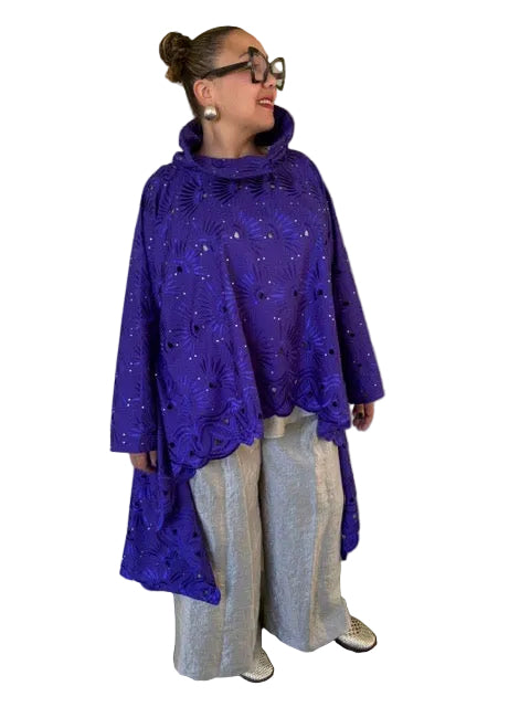 DTH Embroidery High Collar Top