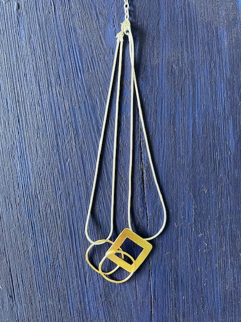 Abstract Brass and Titanium Pendant Necklace