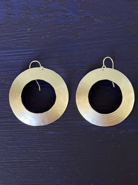 Large Titanium Circle Cutout Earrings