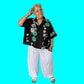 Button Down Camp Shirt Black 100% Cotton