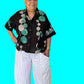 Button Down Camp Shirt Black 100% Cotton